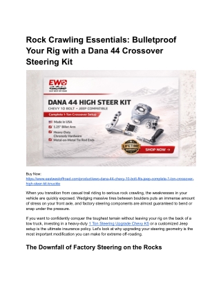 Rock Crawling Essentials_ 1-Ton Dana 44 Crossover Steering Kit