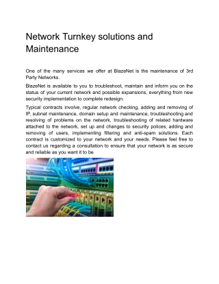 _Network Turnkey solutions and Maintenance