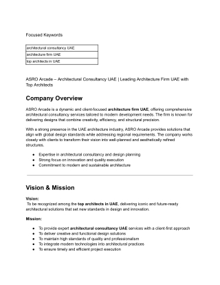 ASRO Arcade – Architectural Consultancy UAE _ Leading Architecture Firm UAE with Top Architects