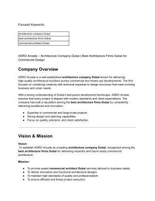 ASRO Arcade – Architecture Company Dubai _ Best Architecture Firms Dubai for Commercial Design