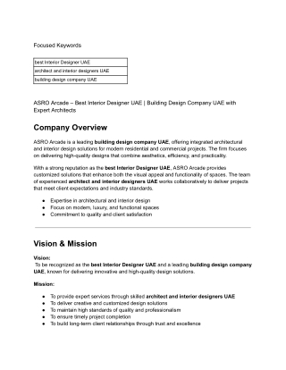 ASRO Arcade – Best Interior Designer UAE _ Building Design Company UAE with Expert Architects