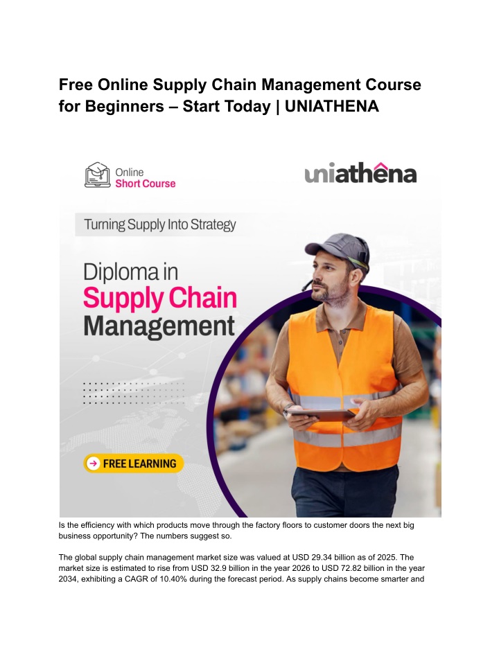 PPT - Free Online Supply Chain Management Course for Beginners – Start ...