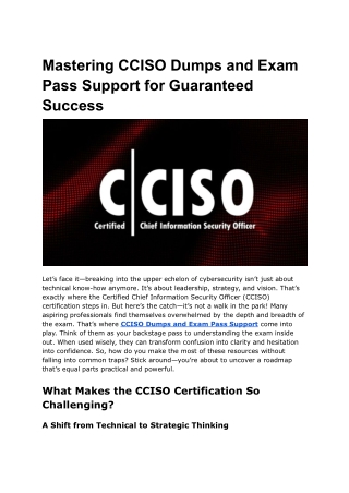 Mastering CCISO Dumps and Exam Pass Support for Guaranteed Success