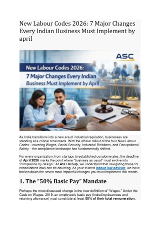New Labor Code 2026 Chart.pdf PPT - New Labour Codes 2026 7 Major Changes Every Indian Business Must ...