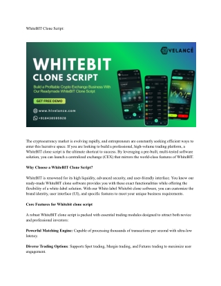 WhiteBIT Clone Script:Build a High-Volume Crypto Trading Platform in Just 7 Days