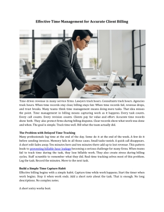 Effective Time Management for Accurate Client Billing