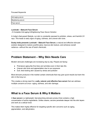 Luminaki – Bakuchi Face Serum  A Complete Anti-aging & Brightening Face Serum Solution