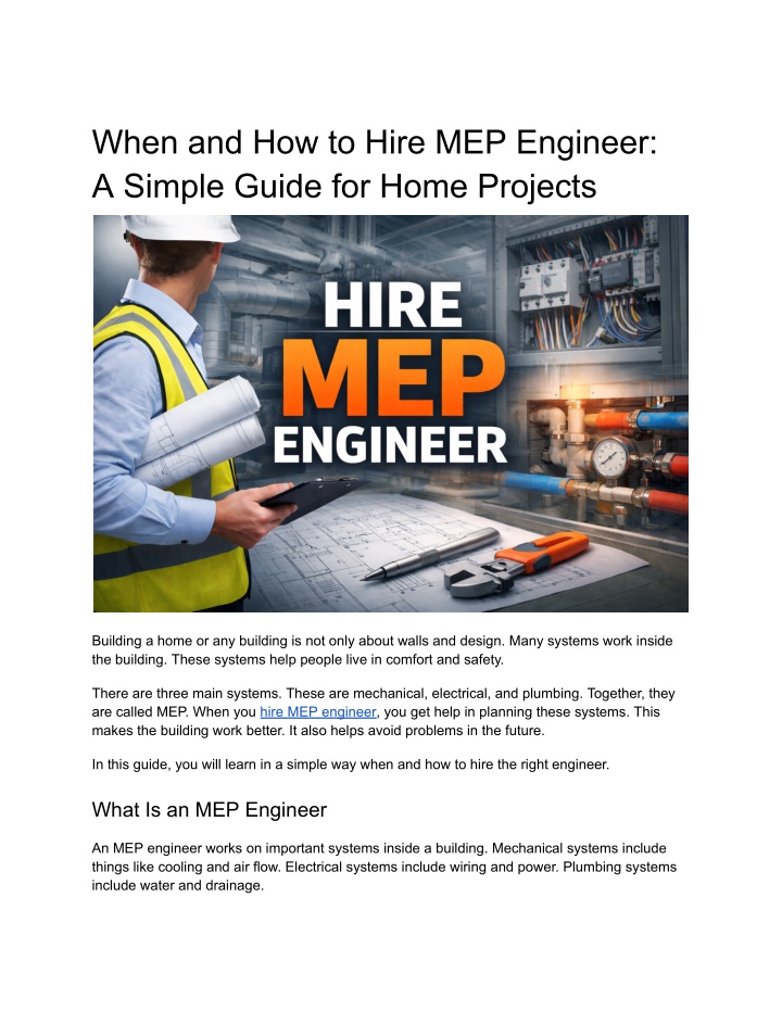 PPT - When and How to Hire MEP Engineer_ A Simple Guide for Home ...