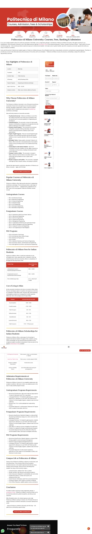 Study at Politecnico di Milano University