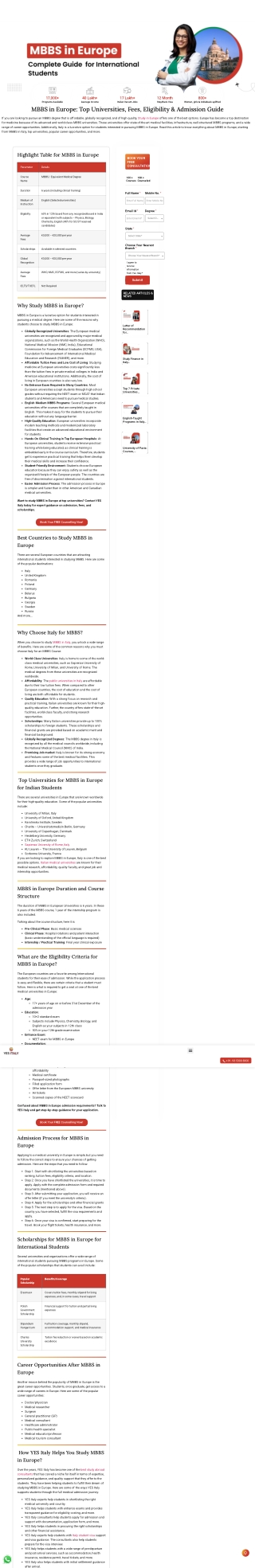 Mbbs in Europe