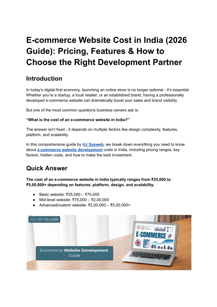 PPT - E-commerce Website Cost in India (2026 Guide)_ Pricing, Features ...