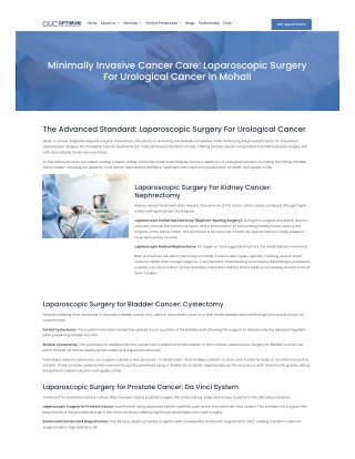 Best Laparoscopic Surgery in Mohali | Expert Surgeon at The Optimum Clinic