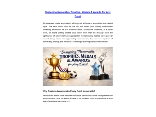 Designing Memorable Trophies, Medals & Awards for Any Event