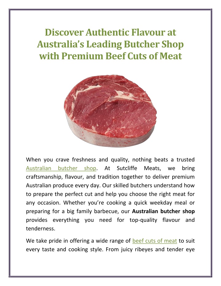 PPT - Discover Authentic Flavour at Australia’s Leading Butcher Shop ...
