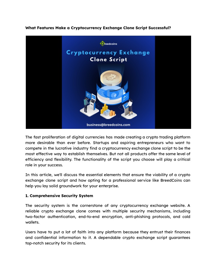 PPT - What Features Make a Cryptocurrency Exchange Clone Script ...