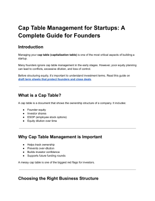 Cap Table Management for Startups A Complete Guide for Founders