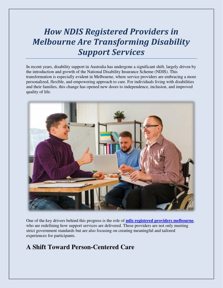 PPT - How NDIS Registered Providers in Melbourne Are Transforming ...