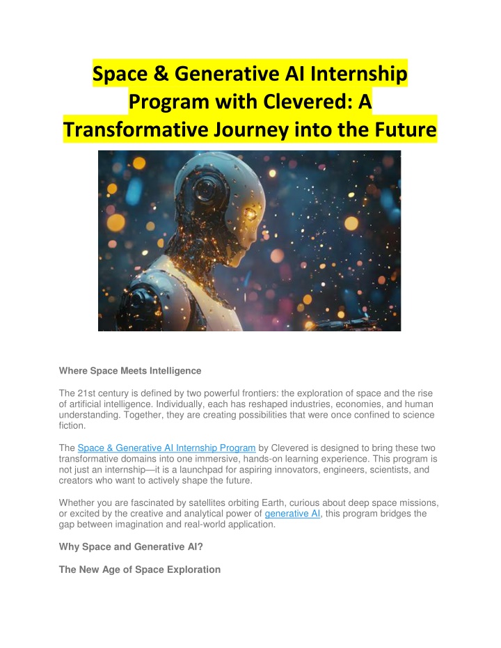 PPT - Space & Generative AI Internship Program with Clevered - A ...