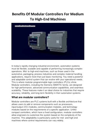 Benefits Of Modular Controllers For Medium To High-End Machines