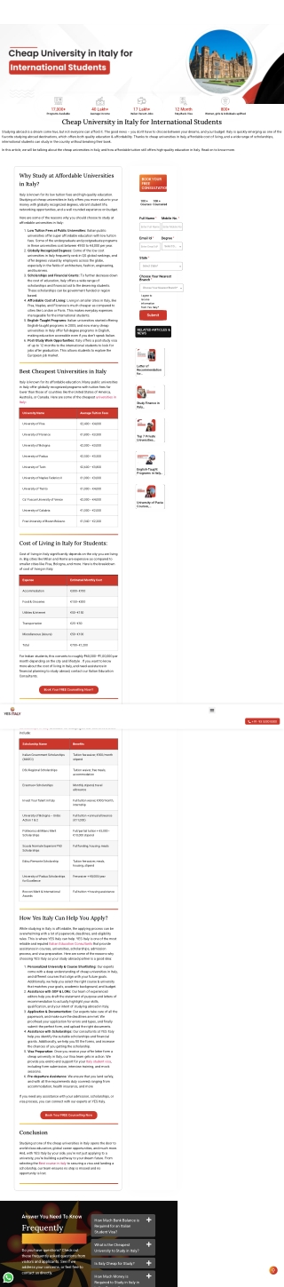 Cheap Universities in Italy