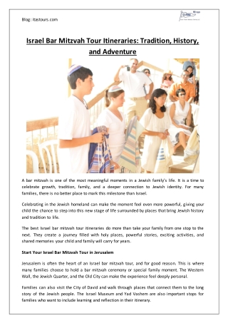 Israel Bar Mitzvah Tour Itineraries: Tradition, History, and Adventure