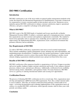 ISO 9001 Certification
