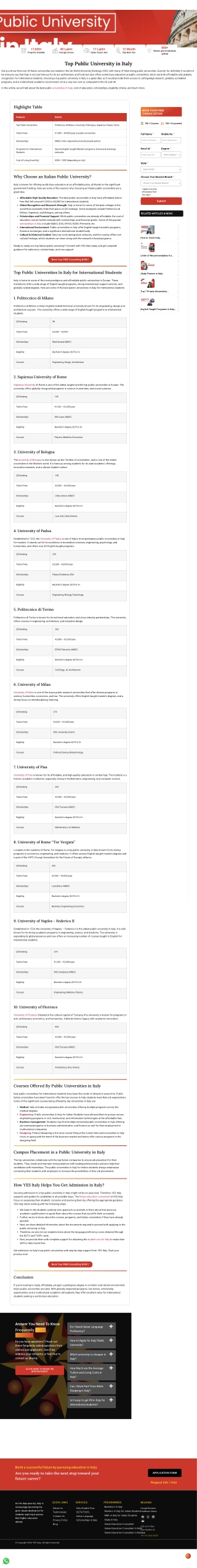 Italy Public Universities Guide