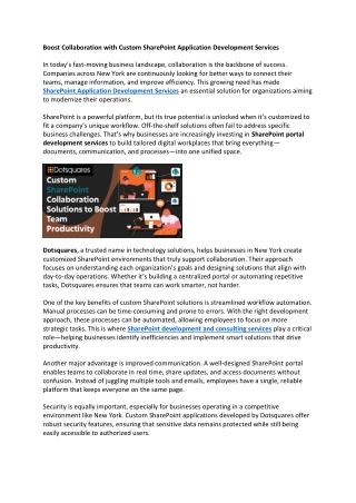 Boost Collaboration with Custom SharePoint Application Development Services