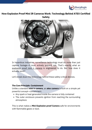 How Explosion Proof Mini IR Cameras Work Technology Behind ATEX Certified Safety
