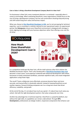 Cost vs Value: Is Hiring a SharePoint Development Company Worth It in New York?