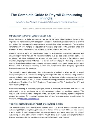 Complete Guide to Payroll Outsourcing in India