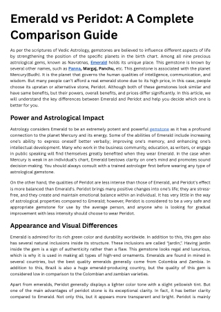 Emerald vs Peridot A Complete Comparison Guide