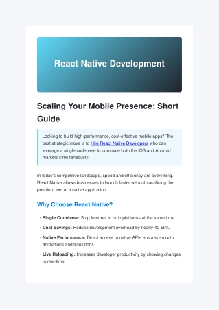 Hire React Native Developers | Scale Your Mobile App