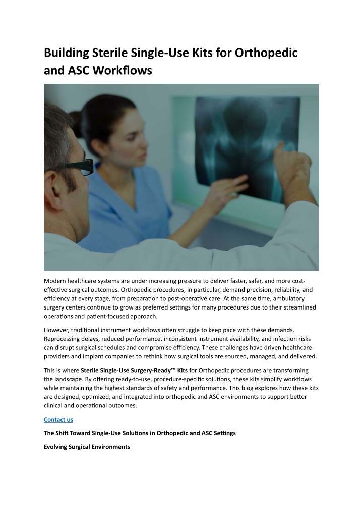 PPT - Building Sterile Single Use Kits for Orthopedic and ASC Workflows ...