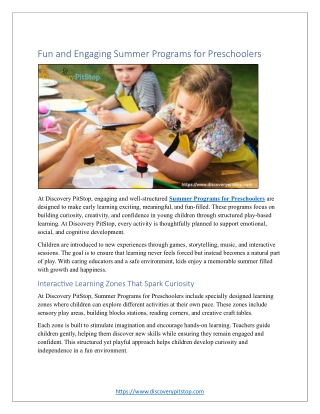 Fun and Engaging Summer Programs for Preschoolers