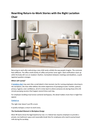 Rewriting Return-to-Work Stories with the Right Lactation Chair