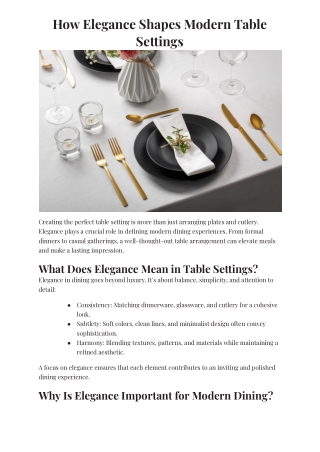 How Elegance Shapes Modern Table Settings