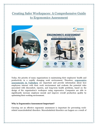 Creating Safer Workspaces: A Comprehensive Guide to Ergonomics Assessment