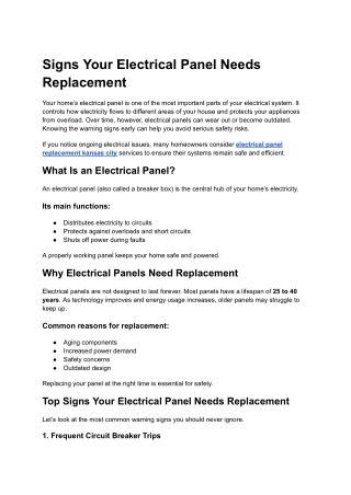 Signs Your Electrical Panel Needs Replacement