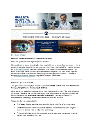 why jan jyoti is the best eye hospital in jabalpur