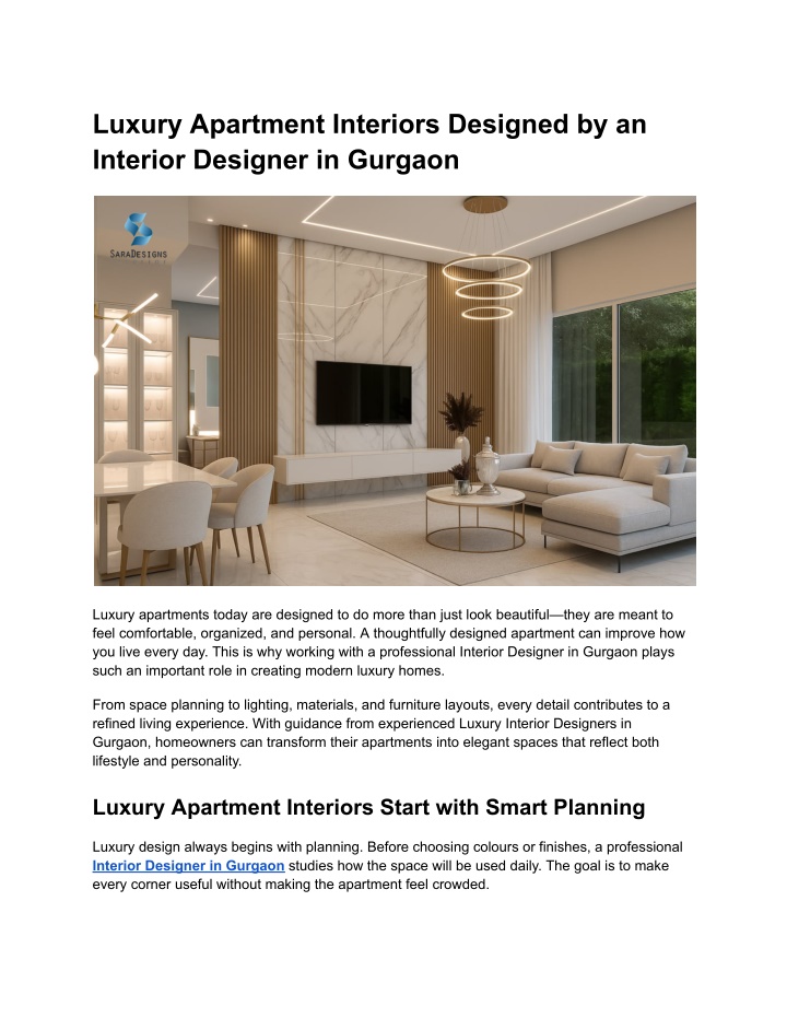 PPT - Luxury Apartment Interiors Designed by an Interior Designer in ...