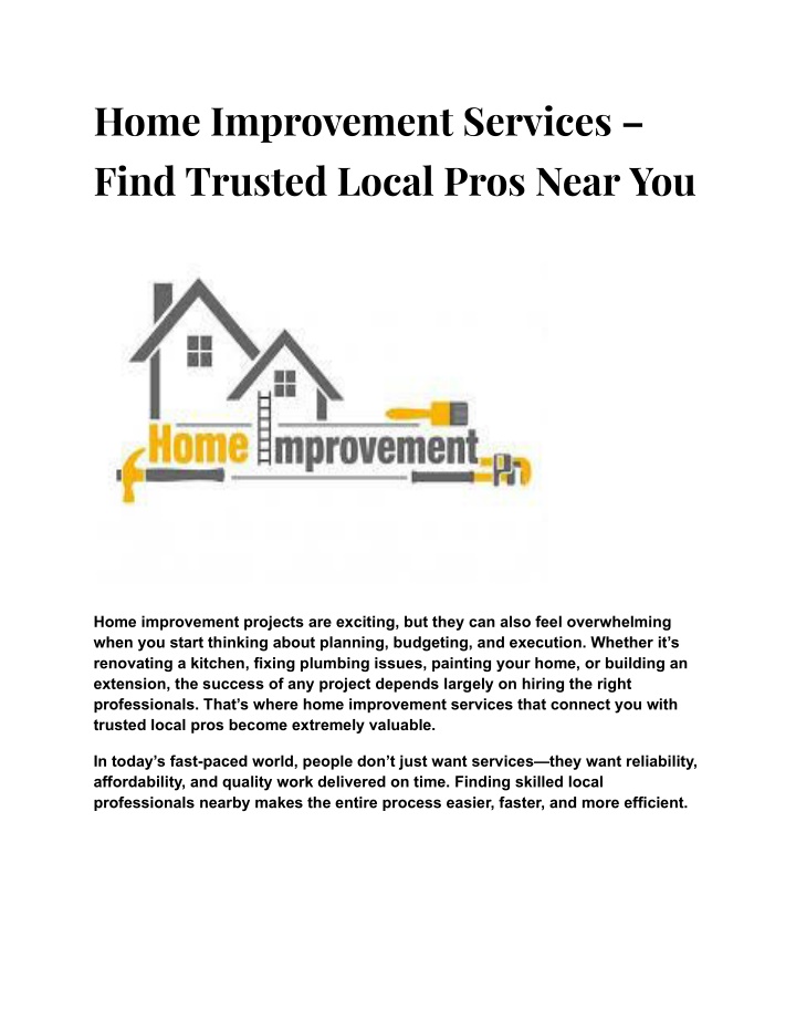 PPT - Home improvement projects are exciting, PowerPoint Presentation ...