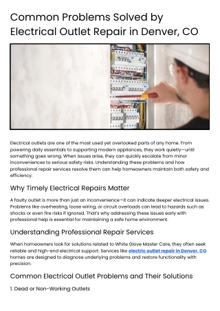 Fix Common Outlet Issues with Expert Repair in Denver CO