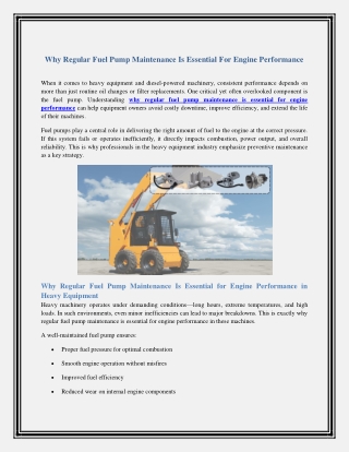 Why Regular Fuel Pump Maintenance Is Essential For Engine Performance