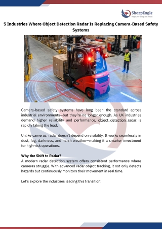5 Industries Adopting Object Detection Radar Over Cameras | UK Safety Trends