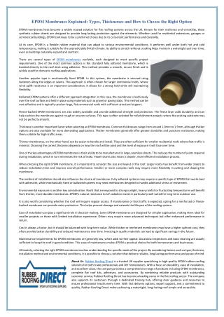 EPDM Membranes Explained - Types, Thicknesses and How to Choose the Right Option