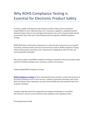 why rohs compliance testing is essential