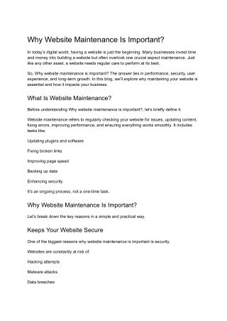Why Website Maintenance Is Important