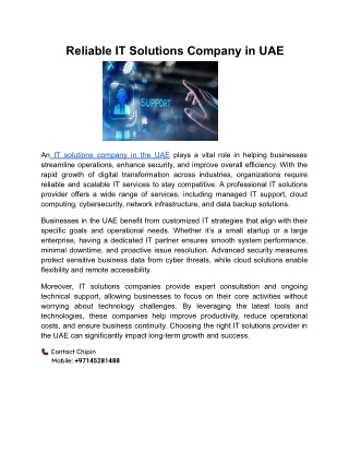 Reliable IT Solutions Company in UAE