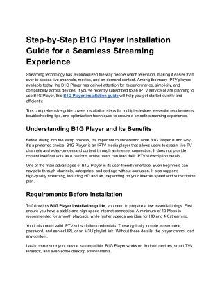Step-by-Step B1G Player Installation Guide for a Seamless Streaming Experience